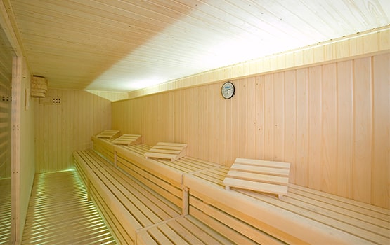 Wooden sauna.