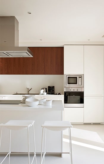 Minimalist style kitchen with few accessories.
